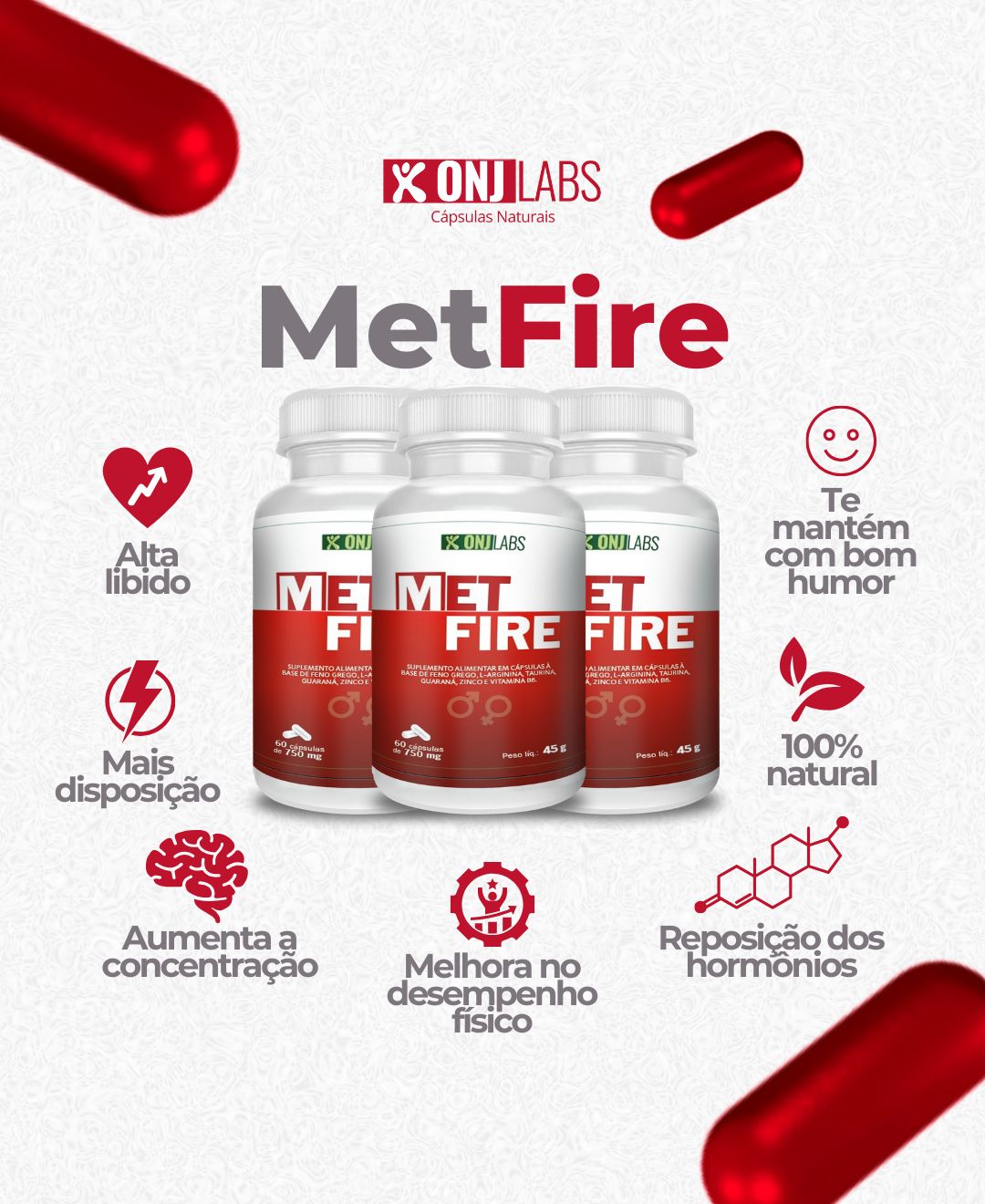 KIT TREINO E FORÇA 1 METFIRE + 1 CREATINA 300G