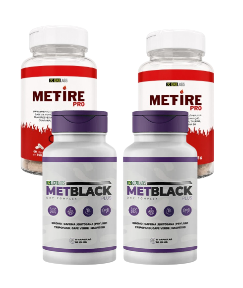 KIT EM FORMA 60 DIAS 2 METBLACK + 2 METFIRE