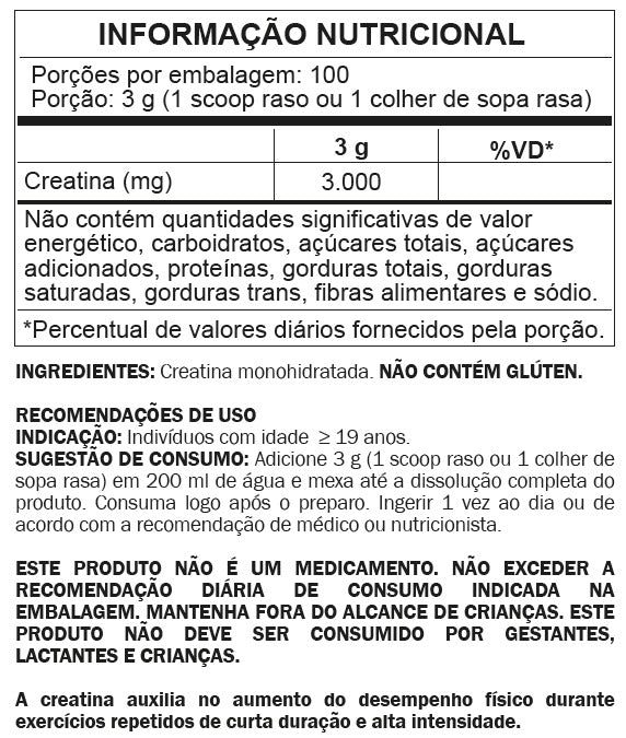 CREATINA ONJ - MONOHIDRATADA 300g