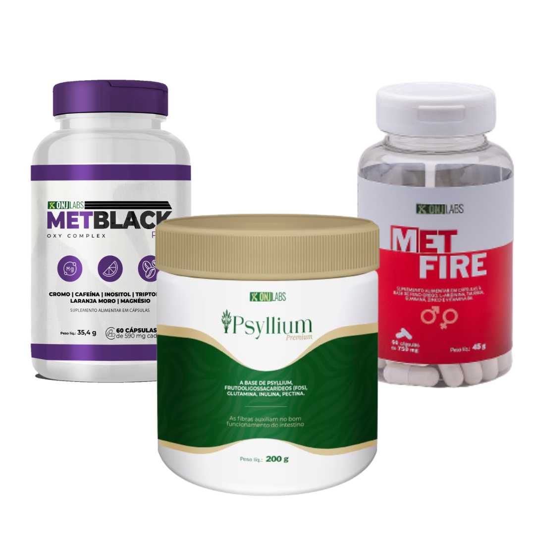 KIT 1 METBLACK + 1 PSYLLIUM FIBRAS + 1 METFIRE